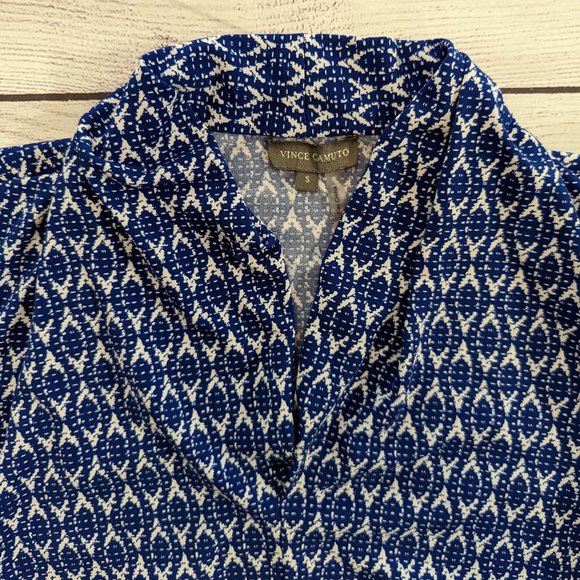 Vince Camuto Blue and White Print Blouse S - Picture 2 of 5